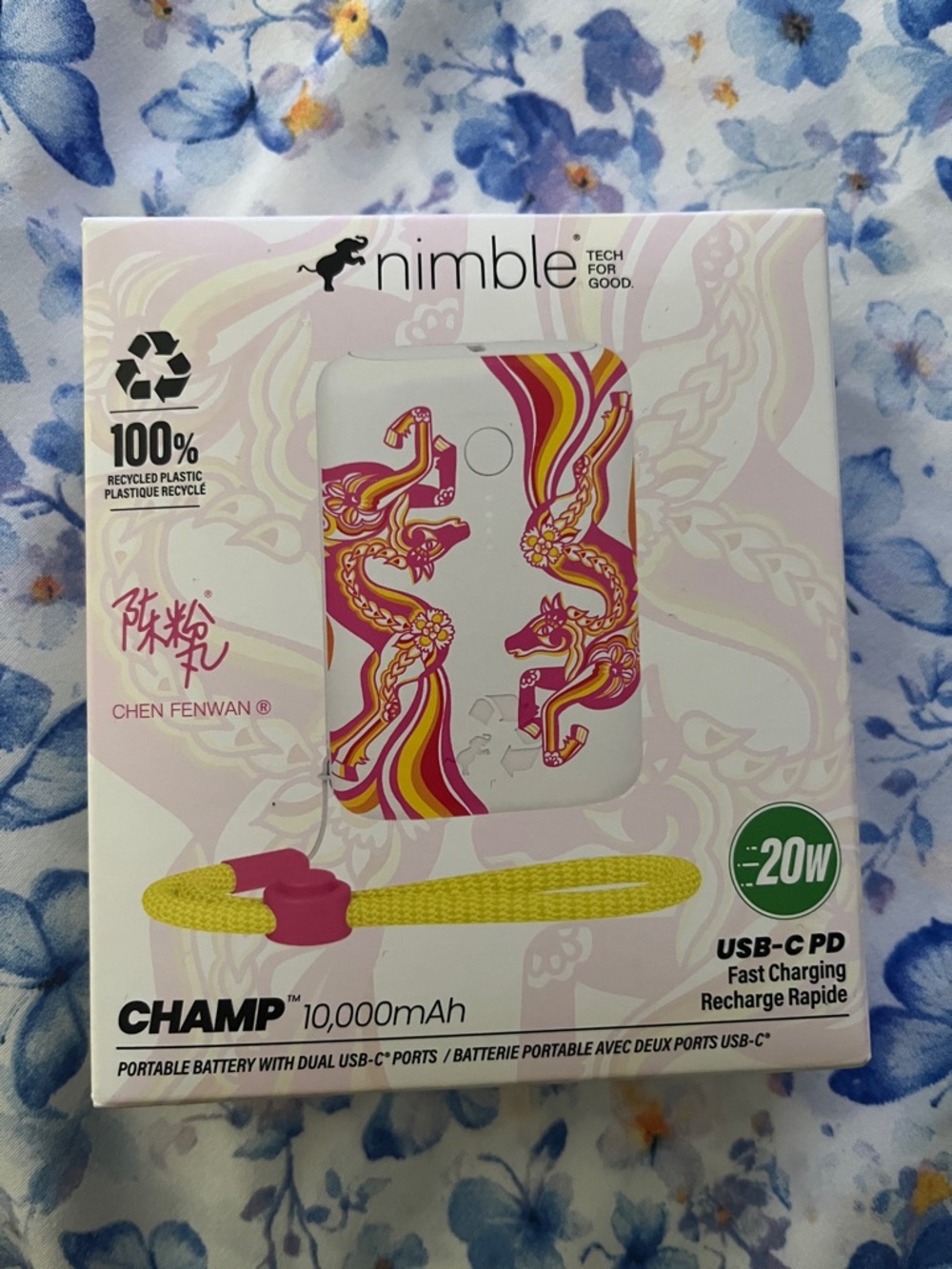 Apple Nimble CHAMP 10,000mAh Portable Charger - Pink & Yellow horse 🐎 Design